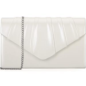 8100 Evening Clutch Purse - Shimmering Metallic PU Leather Pleated Flap
